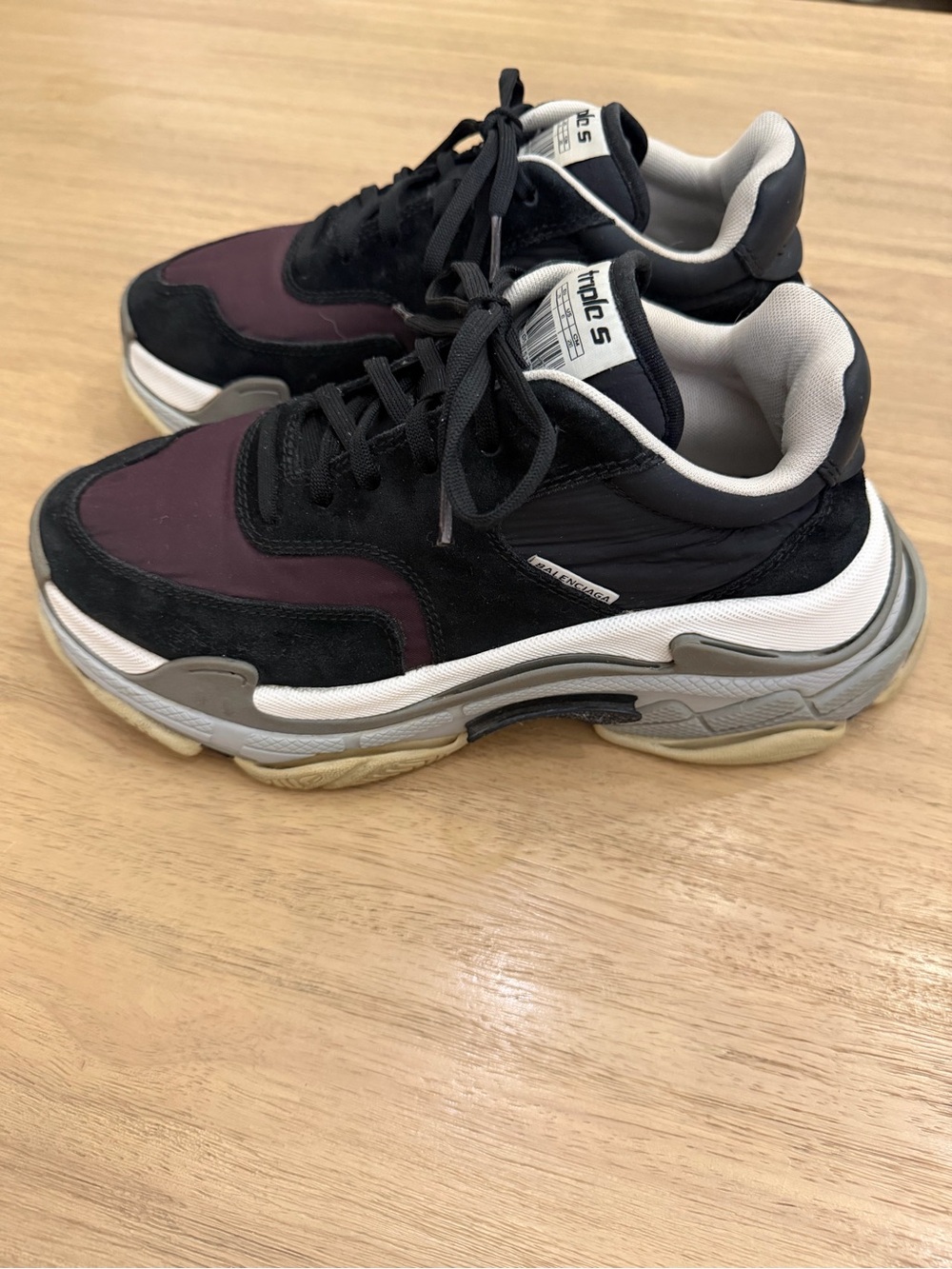 Balenciaga Triple S 2.0 sneakers black burgundy nylon suede